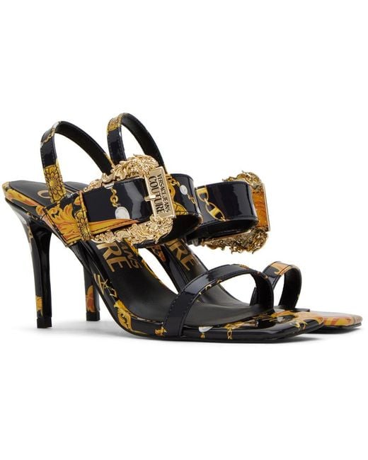 Versace Black & Gold Emily Baroque Heeled Sandals