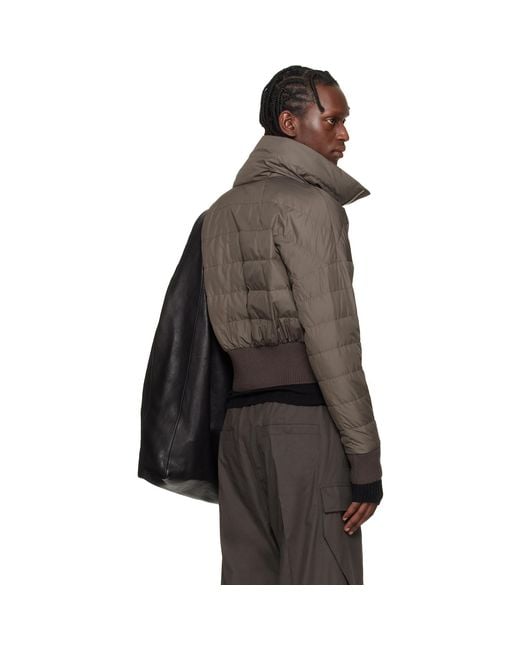 Rick Owens Brown Moncler + Cropped Down Jacket for men