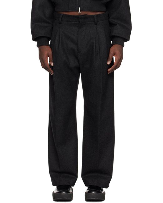 Jean Paul Gaultier Black Gray Pleated Trousers for men