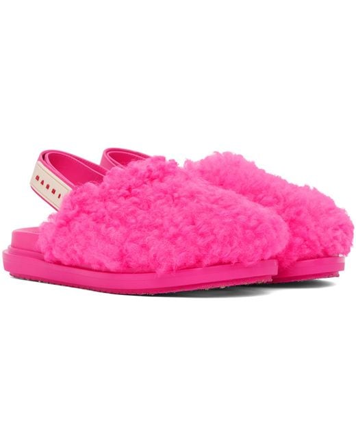 Marni Pink Sabot Strap Loafers