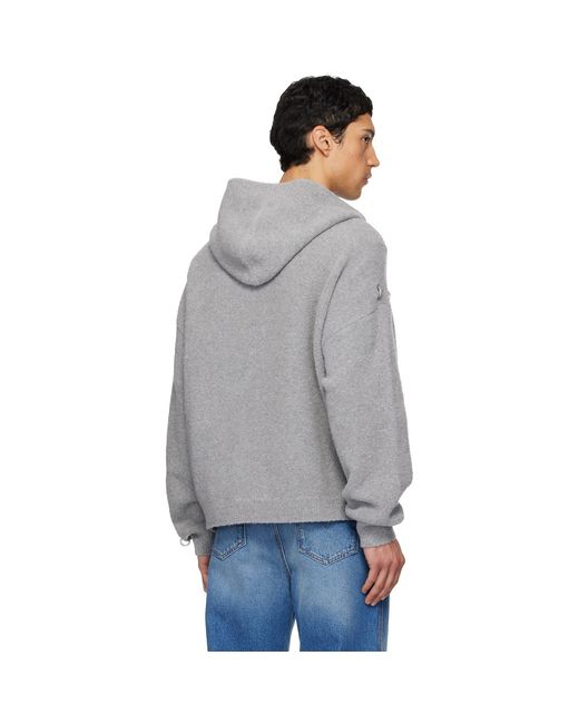 we11done Gray Rose Thorns Oversized Zip-Up Hoodie for men