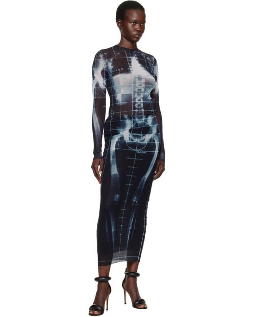 Jean Paul Gaultier ブラック＆ブルー The Squeletor マキシスカート Black