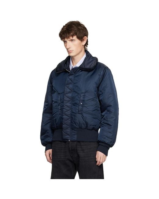 MASTERMIND WORLD Blue Alpha Industries Edition B-15 Flight Reversible Bomber Jacket for men
