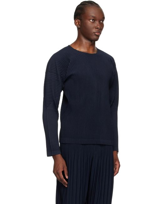 Homme Plissé Issey Miyake Blue Basics Long Sleeve T-Shirt for men