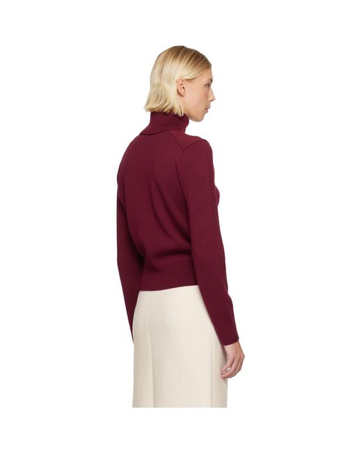 AMI Red Burgundy Wool Ami De Coeur Turtleneck