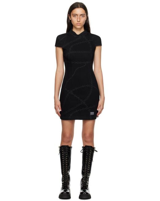 Versace Black Block Chain Minidress