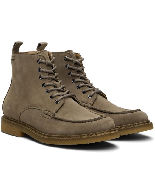 Boss Black Suede Crepe-Outsole Half Boots for men