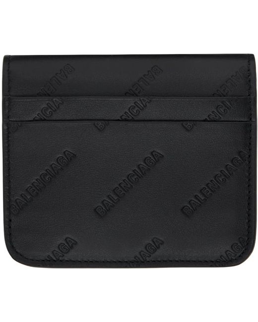 Balenciaga Black Allover Logo Embossed Wallet