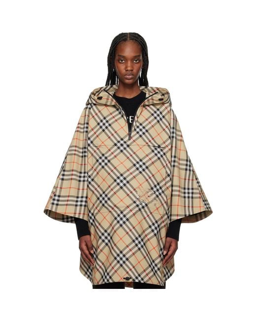 Burberry Natural Packaway Check Twill Cape Jacket