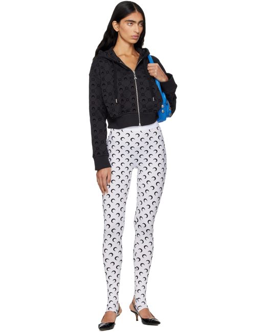 MARINE SERRE Black Recycled Moon Jersey Stirrup Leggings