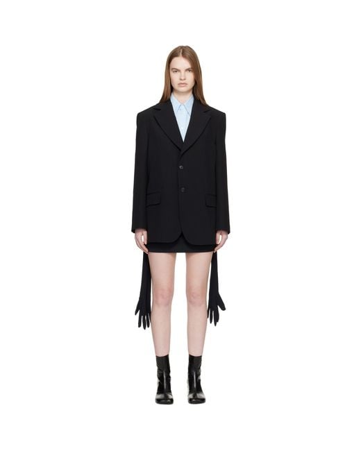 MM6 by Maison Margiela Black Wool-Blend Blazer