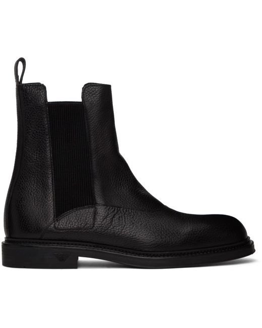 Emporio Armani Black Paneled Chelsea Boots for men