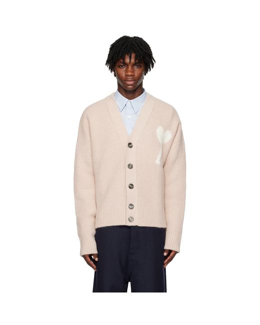 AMI Black Pink Ami De Cœur Cardigan for men