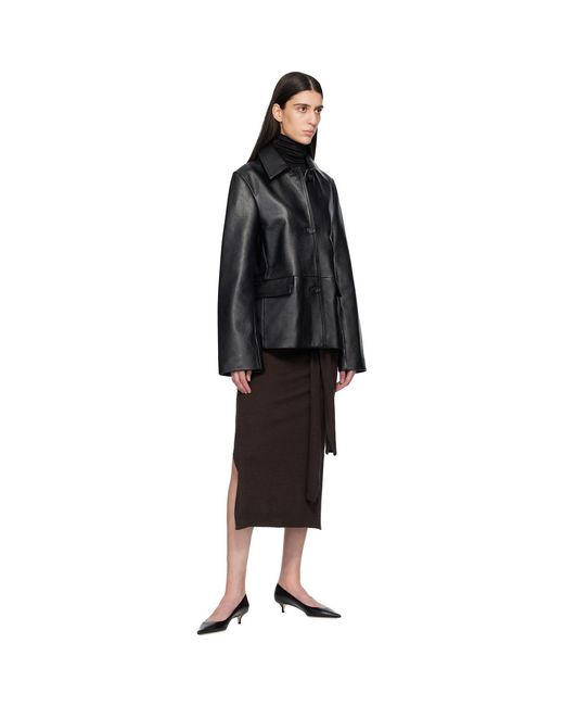 Totême Black Grained Leather Jacket