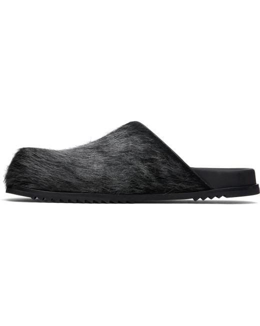 Rick Owens Black Gunmetal Hollywood Granola Mules for men