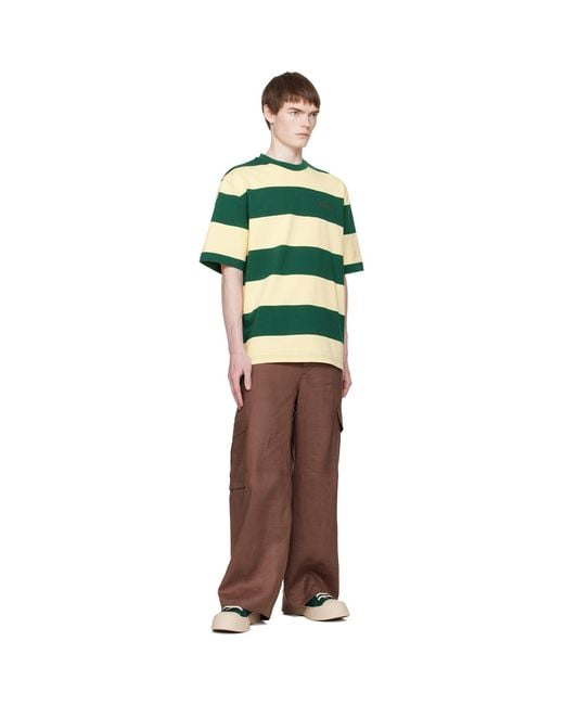 Marni Green Maxi-Stripe Cotton T-Shirt for men