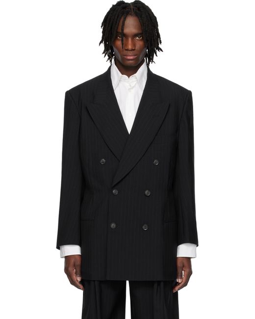 SOSHIOTSUKI Black 6B Double Breasted Shaped Blazer for men