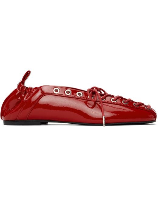 【関税込み】GANNI レッド シューレース バレエシューズ 関税込み】GANNI レッド シューレース バレエシューズ (Ganni