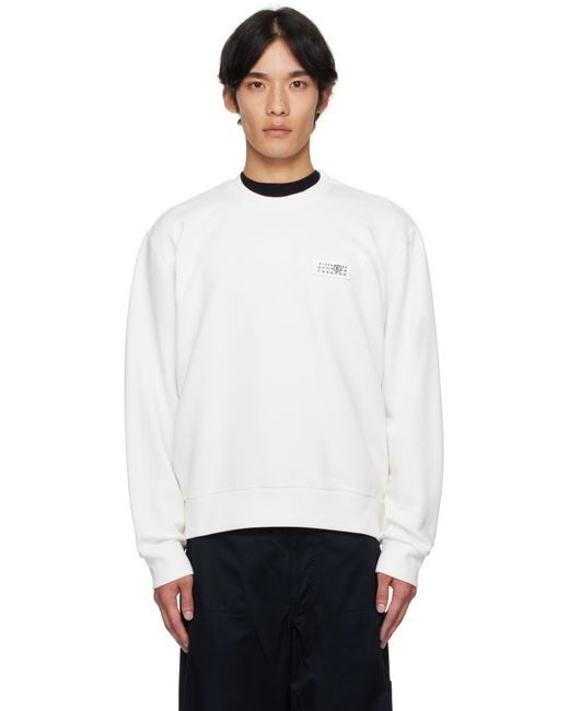 Pull Molletonné Blanc Cassé À Écusson À Logo MM6 by Maison Martin Margiela pour homme en coloris White