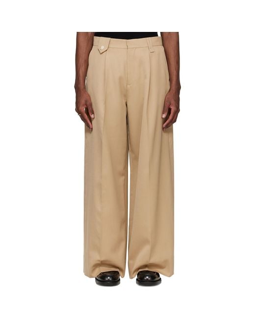 Simone Rocha Natural Wide Leg Belt Loop Tab Trousers for men