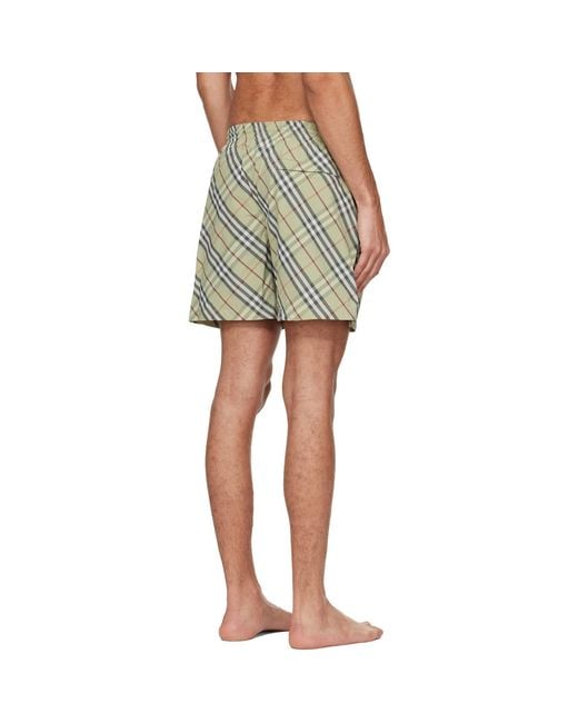 Burberry Green Check Swim Shorts for men