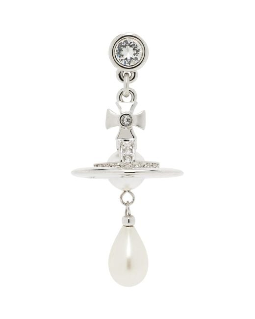 Vivienne Westwood Metallic Pearl Drop Single Earring for men