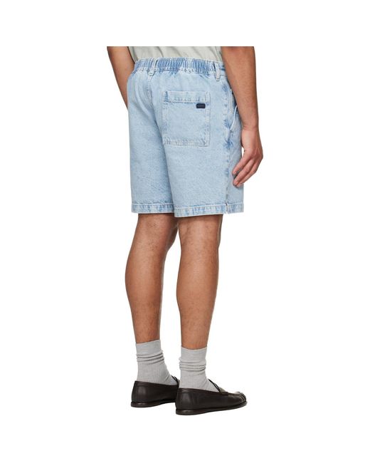 Boss Blue Faded Denim Shorts for men