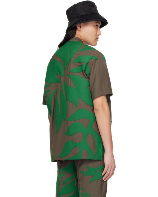 Chemise brun et vert à appliqués floraux Sacai pour homme en coloris Green