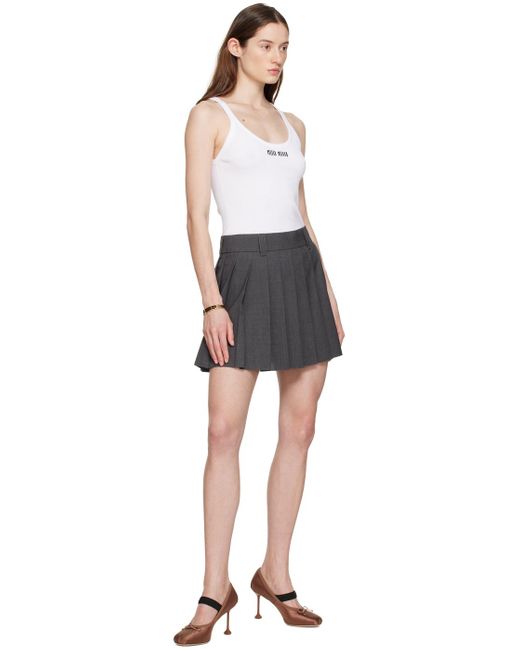 Miu Miu White Embroide Tank Top