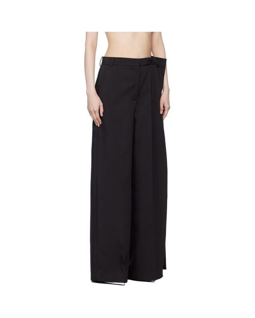 Pushbutton Black Side Folded Wide Trousers