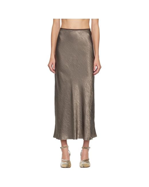 Maison Margiela Black Taupe Satin Midi Skirt