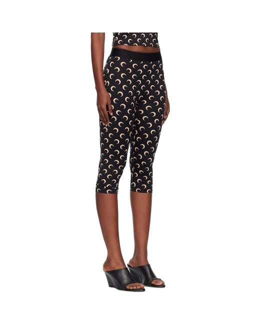 MARINE SERRE Black Recycled Moon Jersey Capri Leggings
