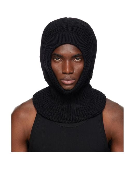 Lemaire Black Worsted Wool Balaclava for men