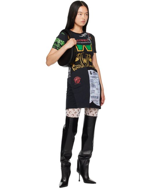 MARINE SERRE Upcycled Graphic T-shirts ミニワンピース Black