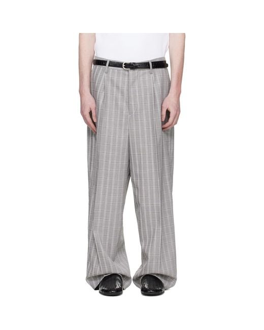 Marni White Check Wool Trousers for men
