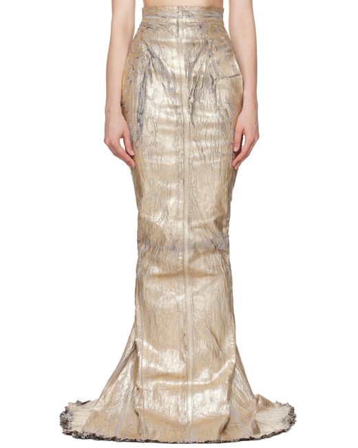 Rick Owens Natural Megacrust Stretch Denim Lido Maxi Skirt