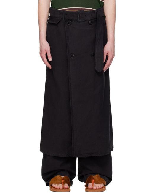 Dries Van Noten Black Wrap Trousers for men