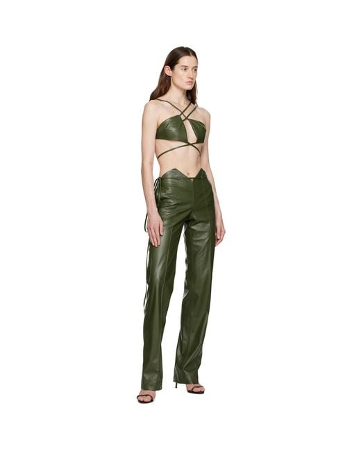 AYA MUSE Green Montiva Faux-Leather Bra