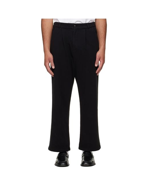 Les Tien Black French Terry Suit Trousers for men