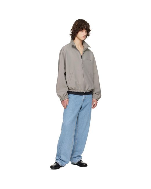 Courreges Gray Houndstooth Zipped Bomber Jacket for men