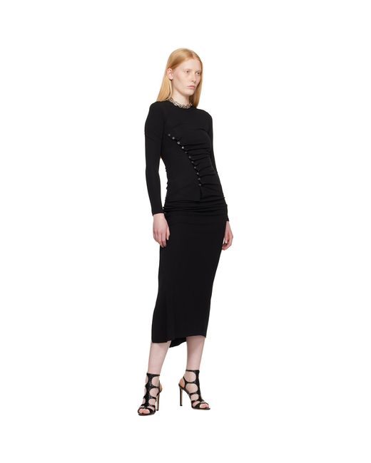 Rabanne Black Drapé Pression Jersey Top