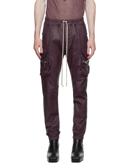 Rick Owens Red Purple Mastodon Leather Pants for men