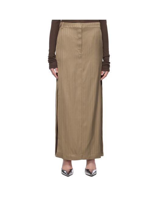 REMAIN Birger Christensen Natural Brown Suiting Maxi Skirt
