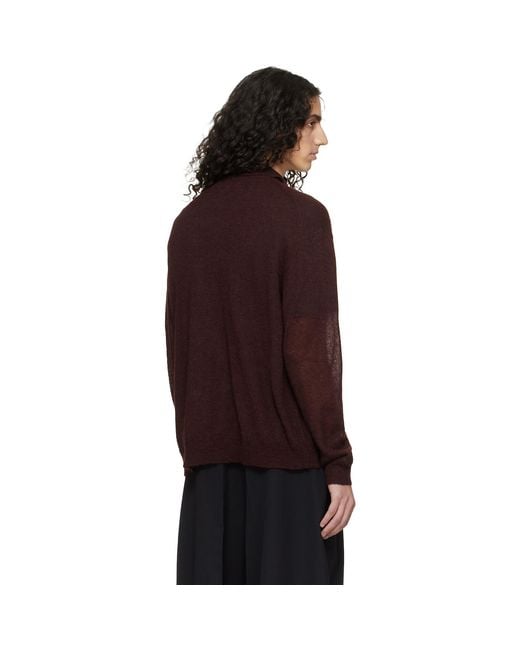 Studio Nicholson Red Burgundy Hamto Kint Cardigan for men