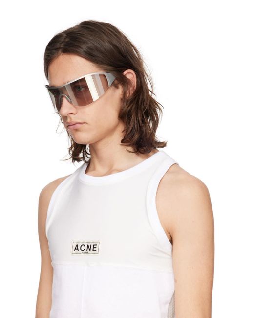 Acne White Metal Frame Sunglasses for men
