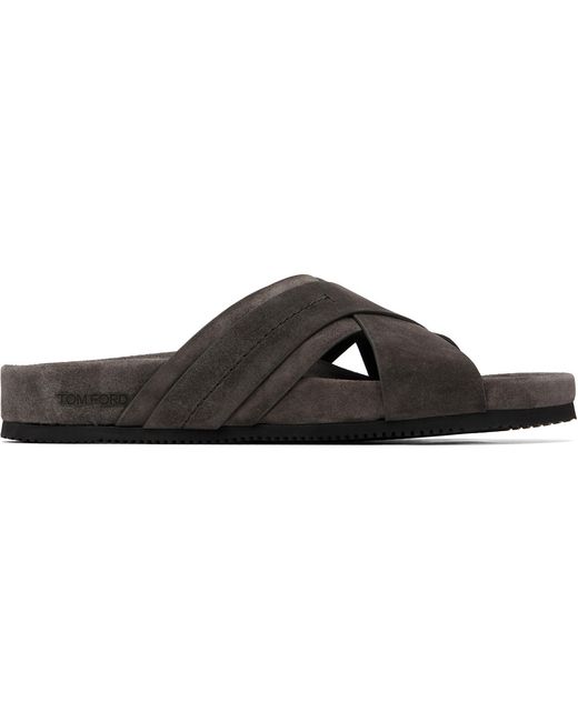 Tom Ford Black Suede Wicklow Slides for men