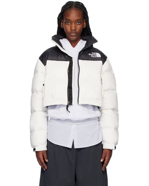 The North Face ホワイト＆ブラック ヌプシ ショート ダウンジャケット White