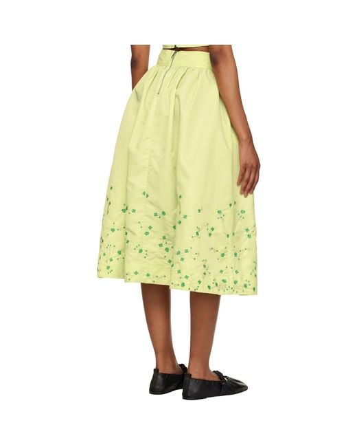 Ganni Yellow Ssense Exclusive Green Midi Skirt