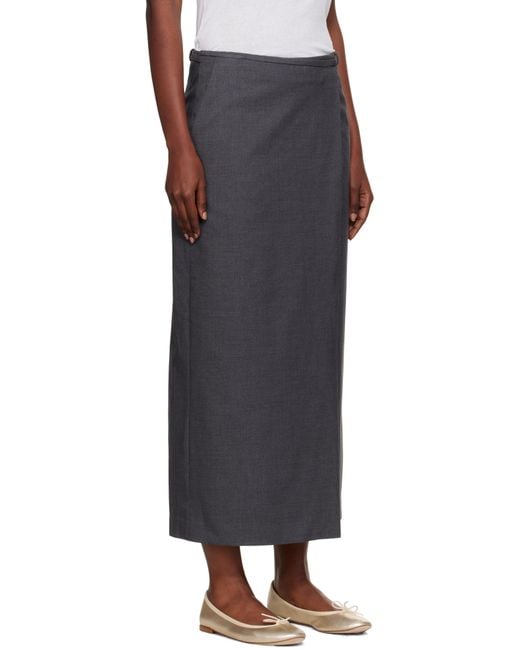 DUNST グレー ラップ マキシスカート Black