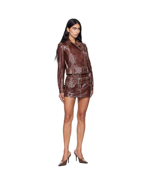 DIESEL Brown Large Belt Patent-Leather Jacket